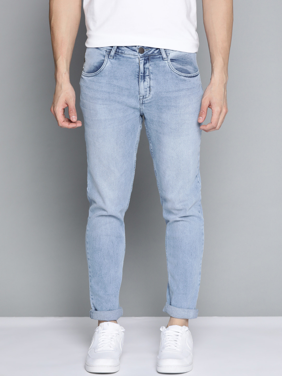 Buy Mast & Harbour Men Blue Slim Fit Light Fade Stretchable Jeans