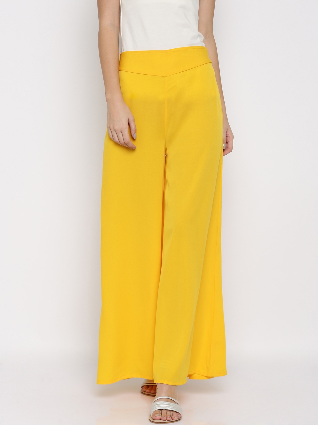 yellow palazzo trousers