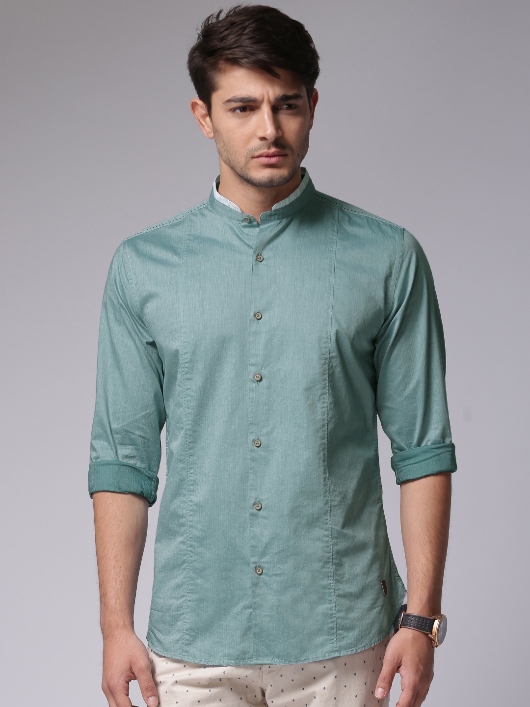 Buy True Blue Men Green Regular Fit Solid Casual Shirt - Shirts for Men ...