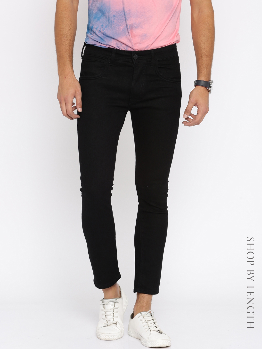 Buy Mast & Harbour Black Skinny Differential Length Stretchable Jeans ...