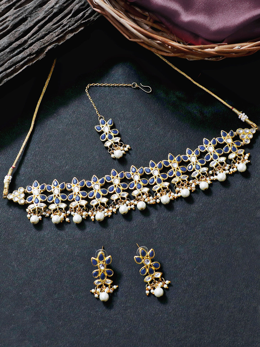 Navy blue kundan set Clearance