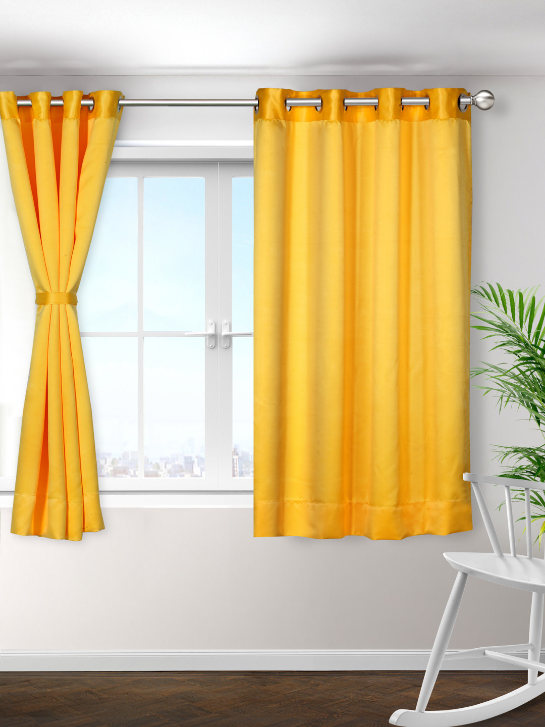 Buy SWAYAM Yellow Single Blackout Window Curtain Curtains And Sheers