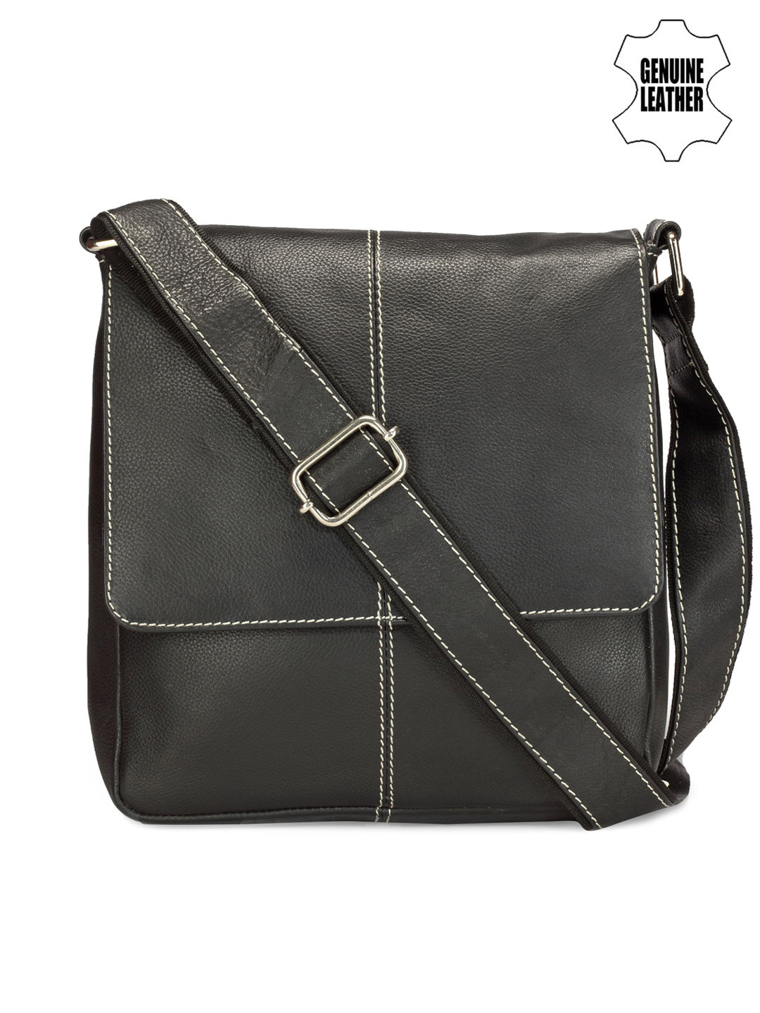 Buy Teakwood Leathers Unisex Black Leather Messenger Bag Messenger