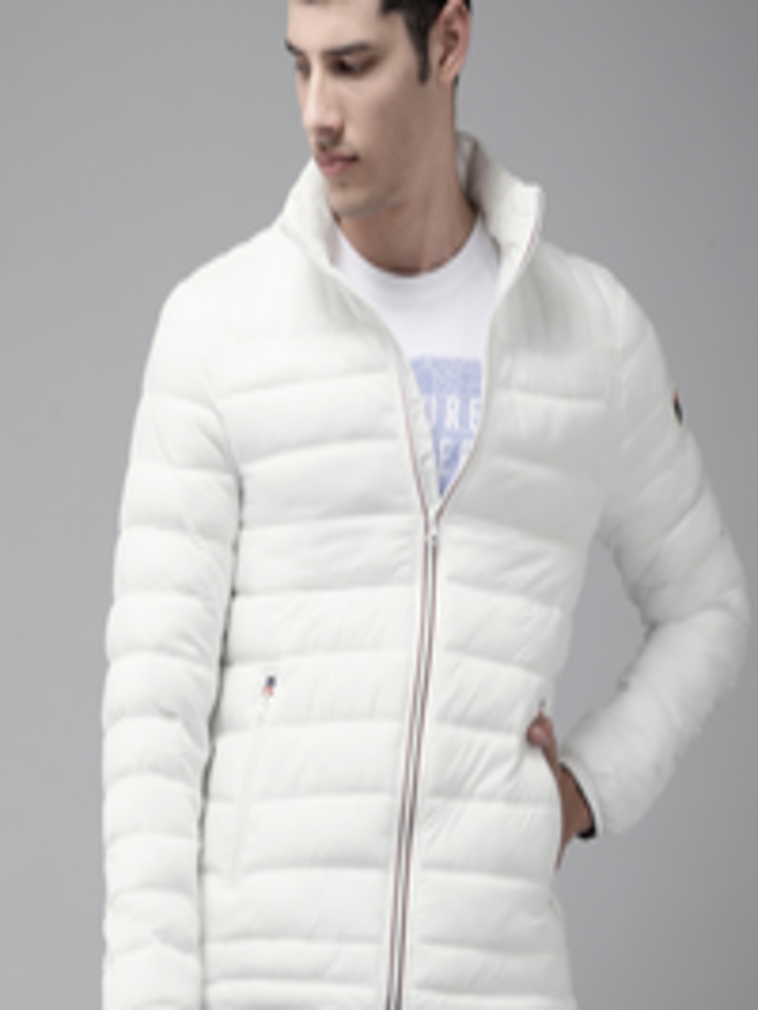 Buy U S Polo Assn Men White Solid Puffer Jacket - Jackets for Men
