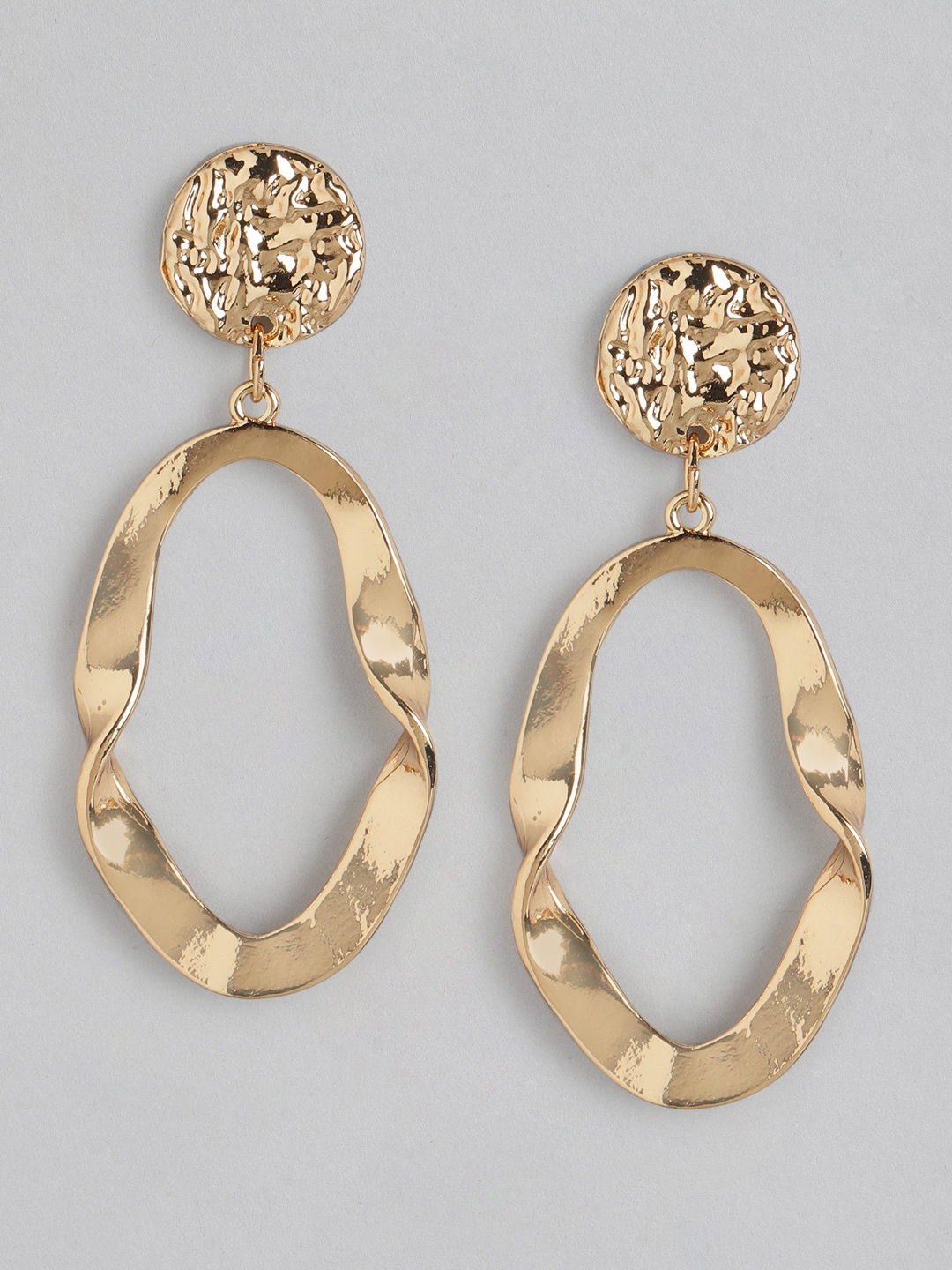 Buy DressBerry Gold Plated Hammered Contemporary Drop Earrings ...