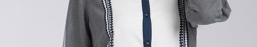 Buy W White & Blue Printed Panelled High Low Shirt - Shirts for Women ...