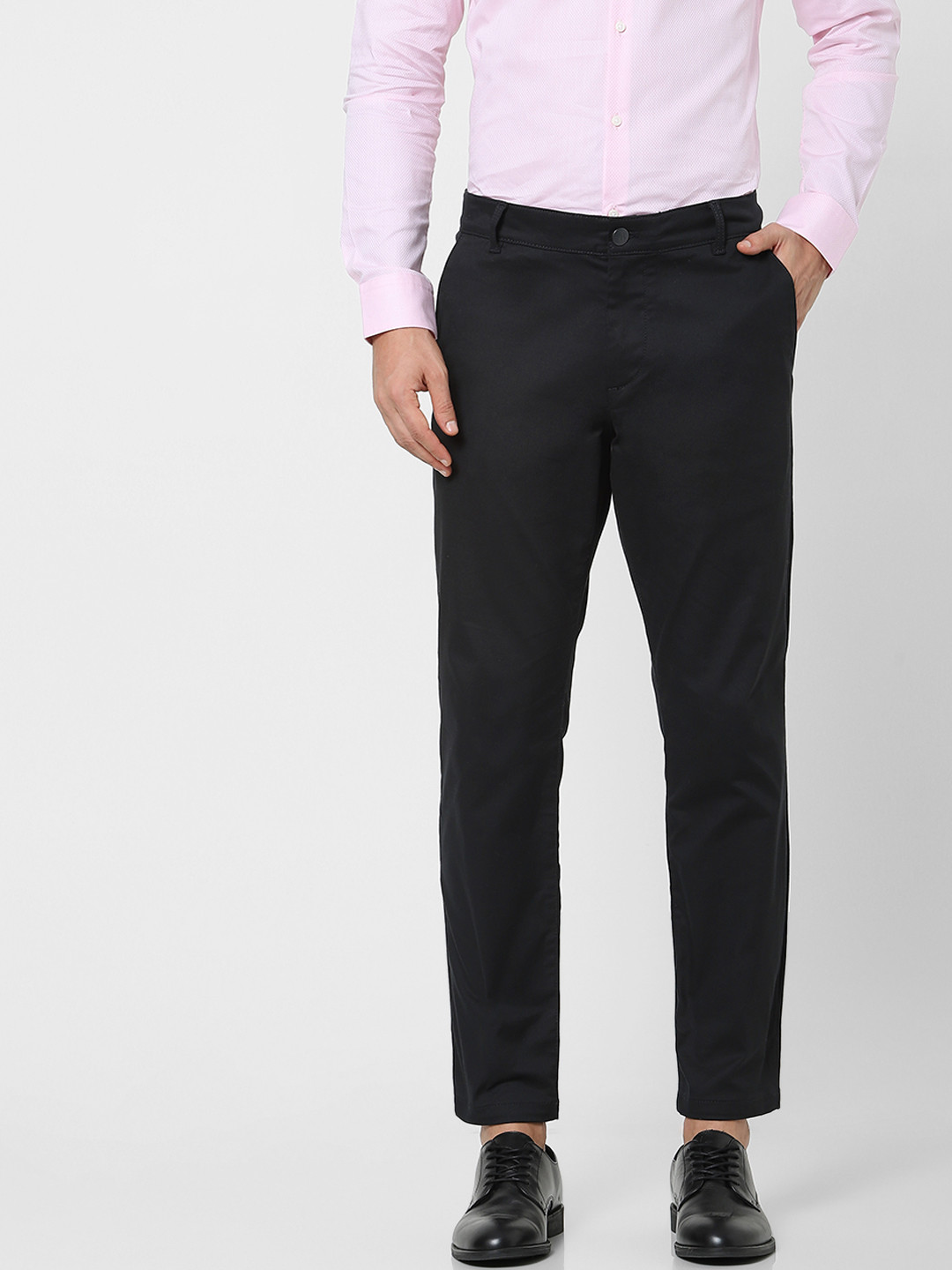 Buy SELECTED Men Black Slim Fit Chinos Trousers - Trousers for Men ...