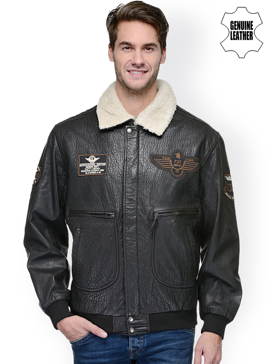 Buy Teakwood Leathers Black Leather Jacket Jackets for Men 1469214