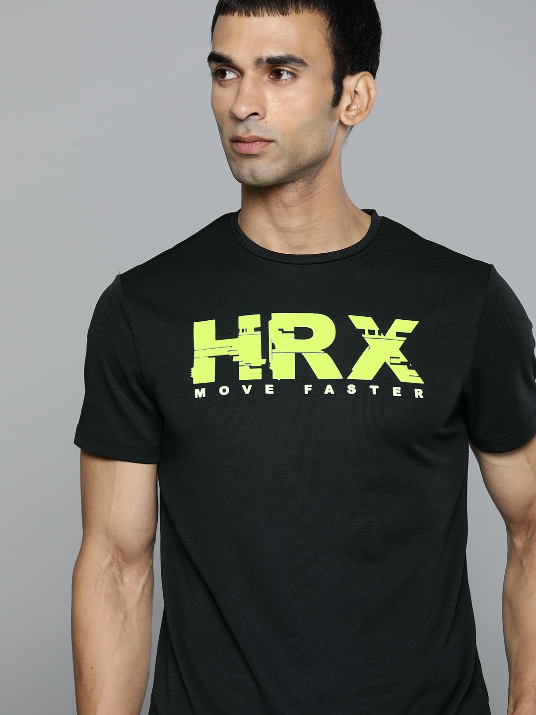Buy HRX By Hrithik Roshan Men Black & Fluorescent Green Printed Running ...