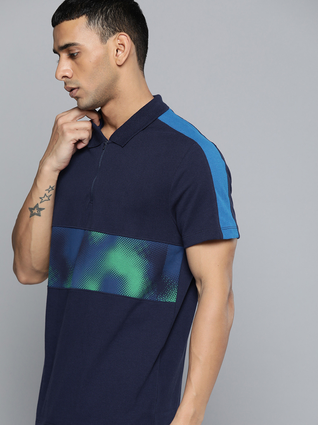 Buy HRX By Hrithik Roshan Lifestyle Men Medieval Blue Bio Wash T Shirts ...