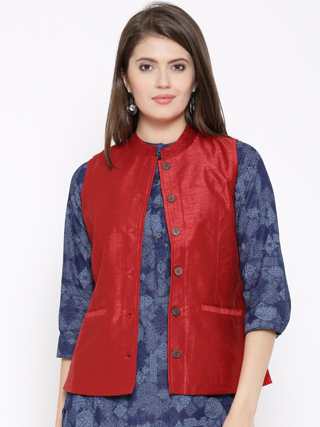 Buy BIBA Red Ethnic Jacket Jackets for Women 1470770 Myntra