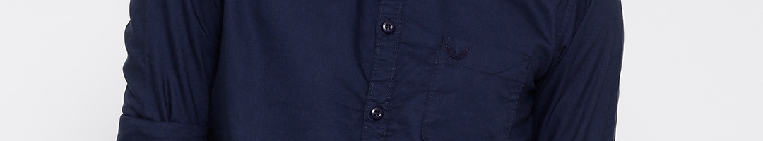 Buy URBAN EAGLE By Pantaloons Men Navy Blue Slim Fit Casual Shirt ...