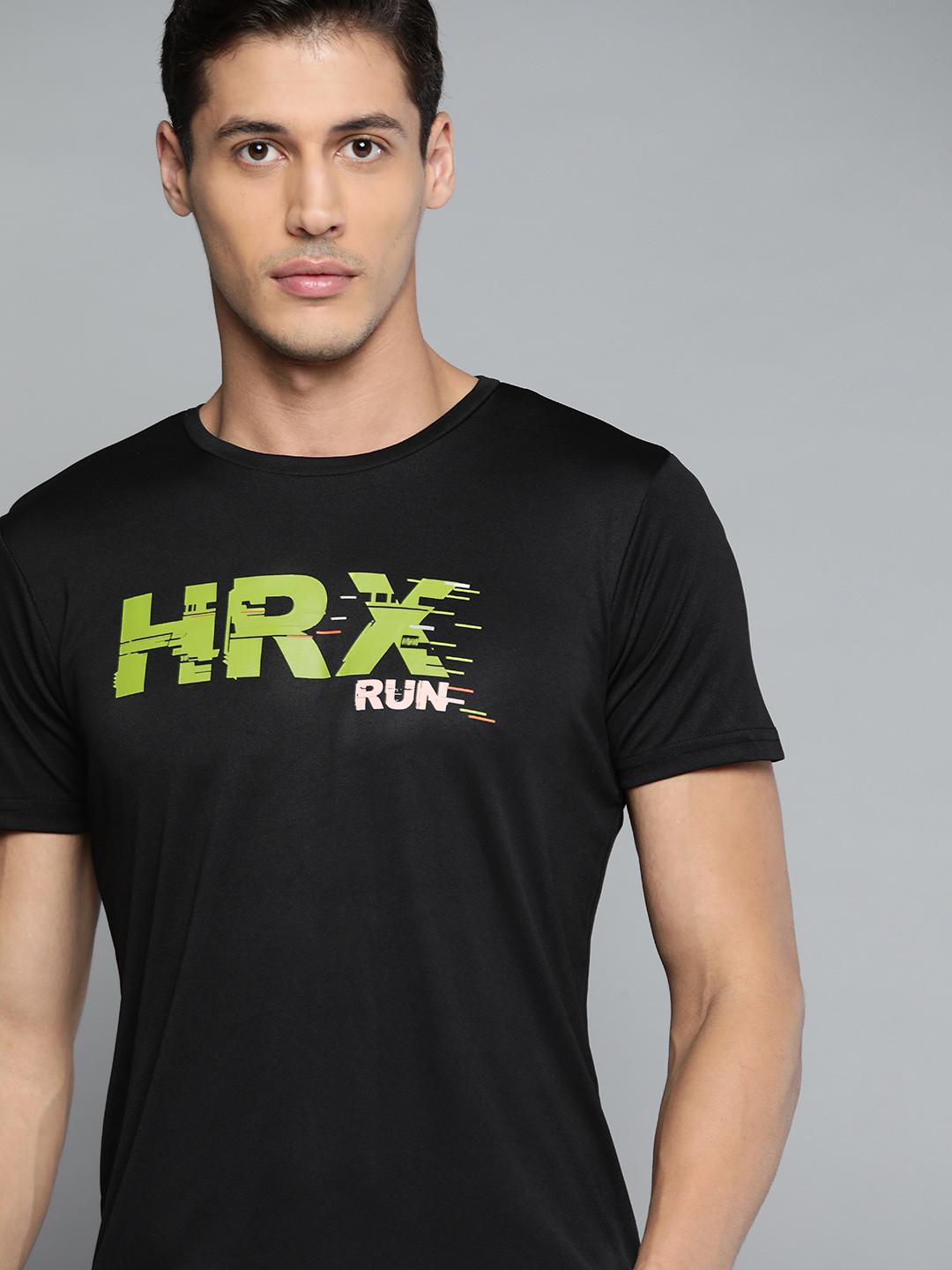 Buy HRX By Hrithik Roshan Men Black Brand Logo Printed Rapid Dry