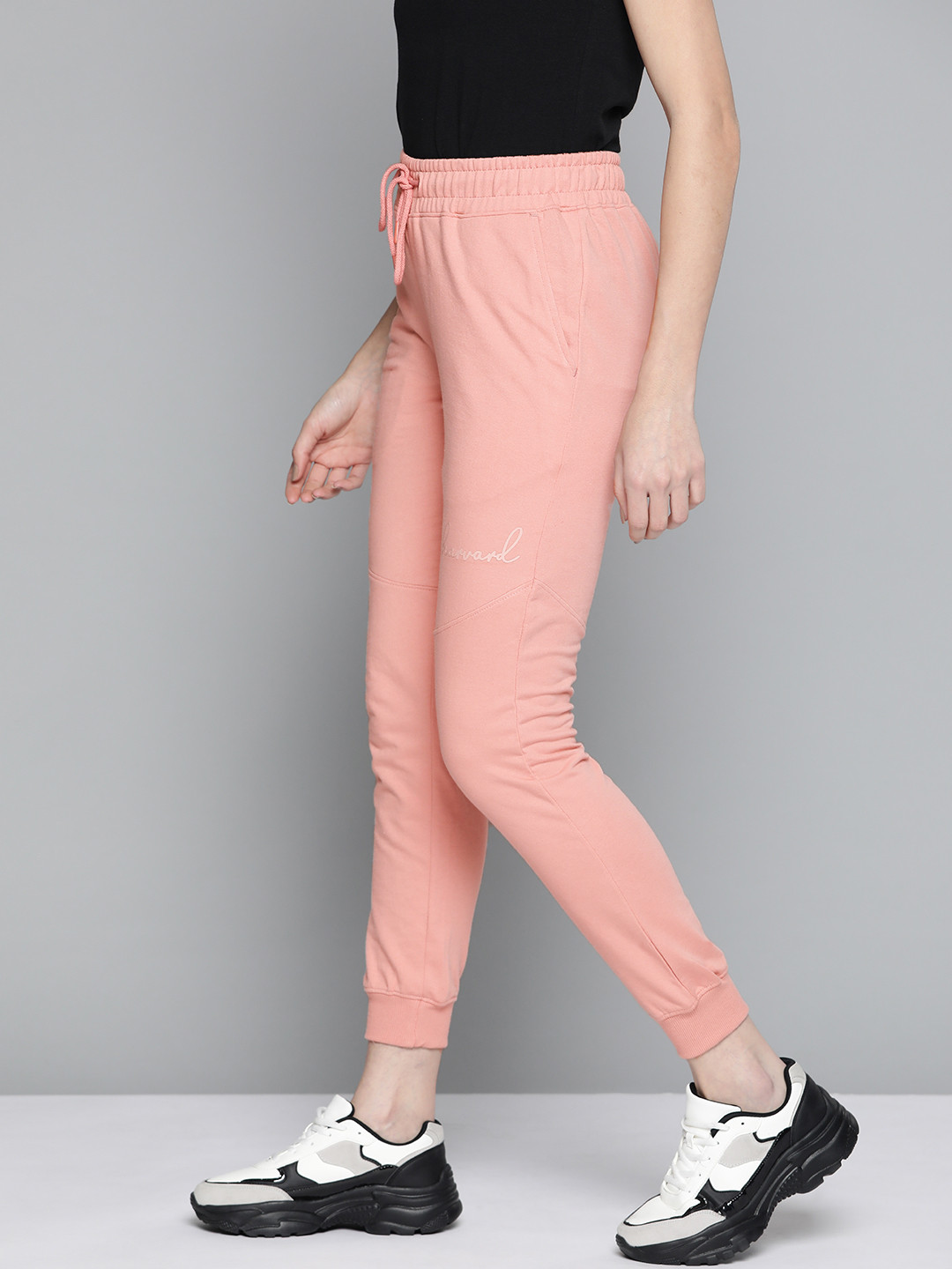 Buy Harvard Women Peach Colored Solid Regular Fit Track Pants Track