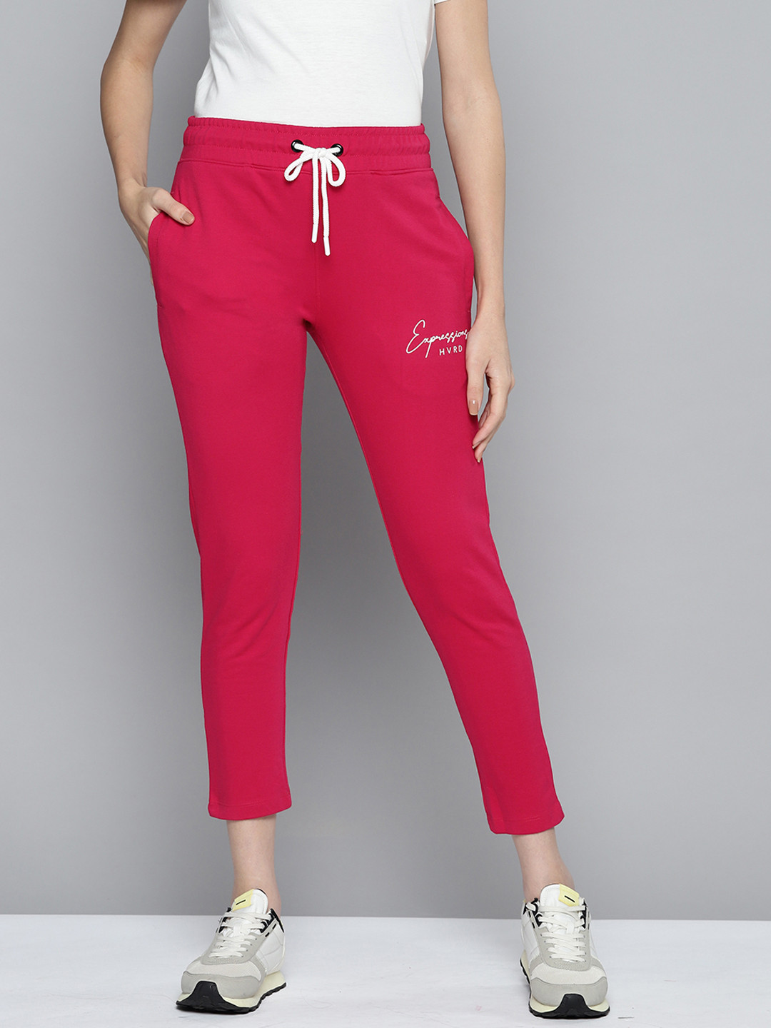 Buy Harvard Women Pink Solid Cropped Track Pants Track Pants for