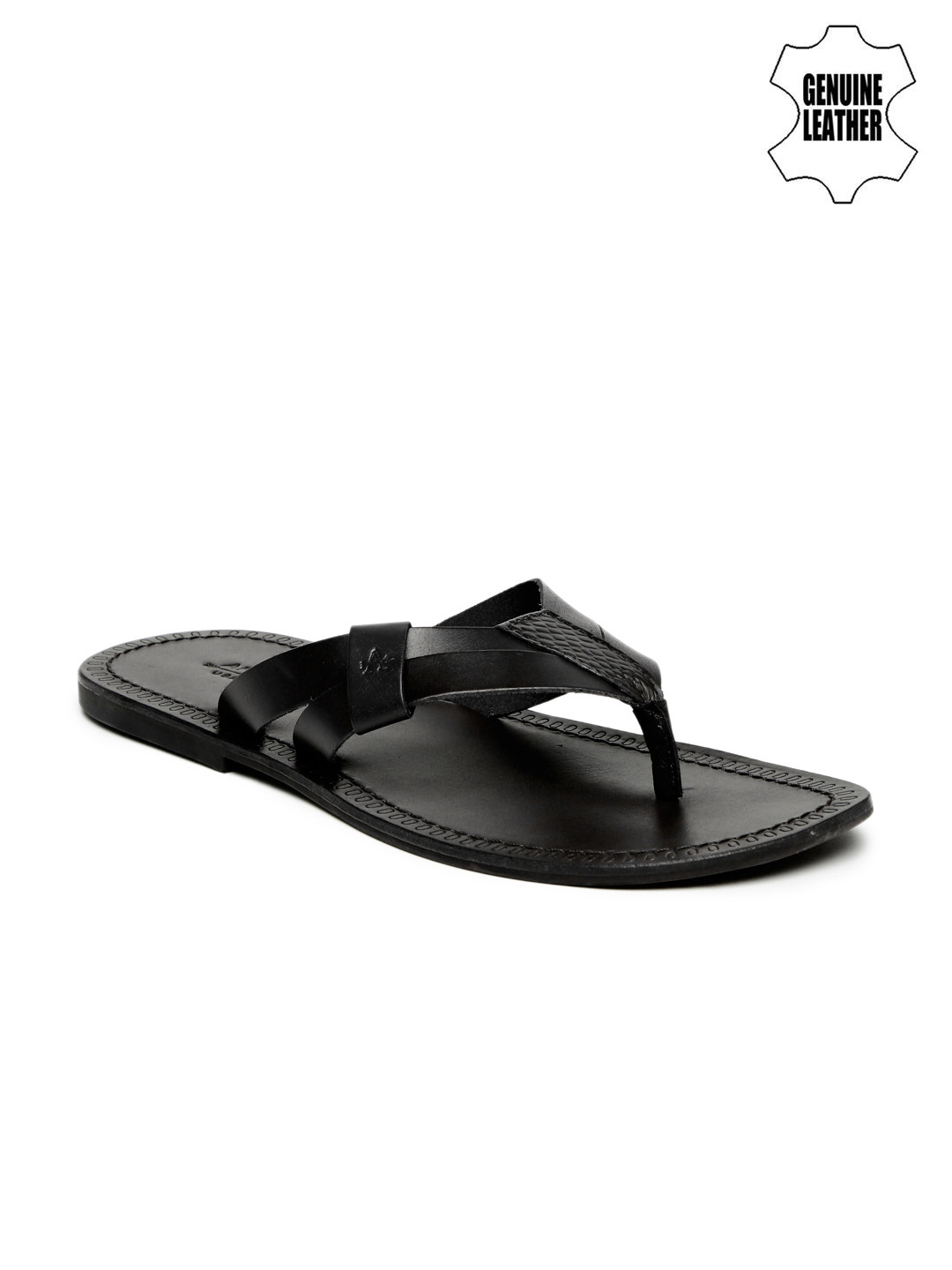 Buy Arrow Men Black Genuine Leather Sandals - Sandals for Men 1472683 | Myntra
