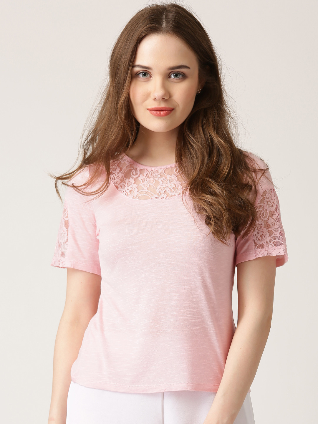 Buy Marie Claire Women Pink Lace Top - Tops for Women 1473299 | Myntra