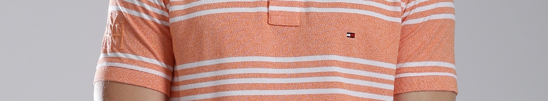 Buy Tommy Hilfiger Orange Striped Polo Pure Cotton T Shirt - Tshirts ...
