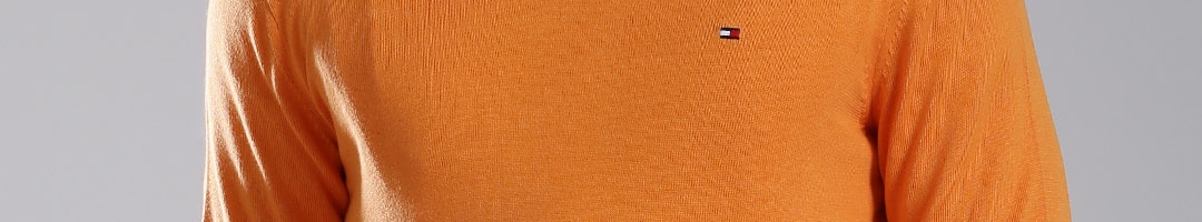 Buy Tommy Hilfiger Men Orange Solid Sweater - Sweaters for Men 1473658 ...