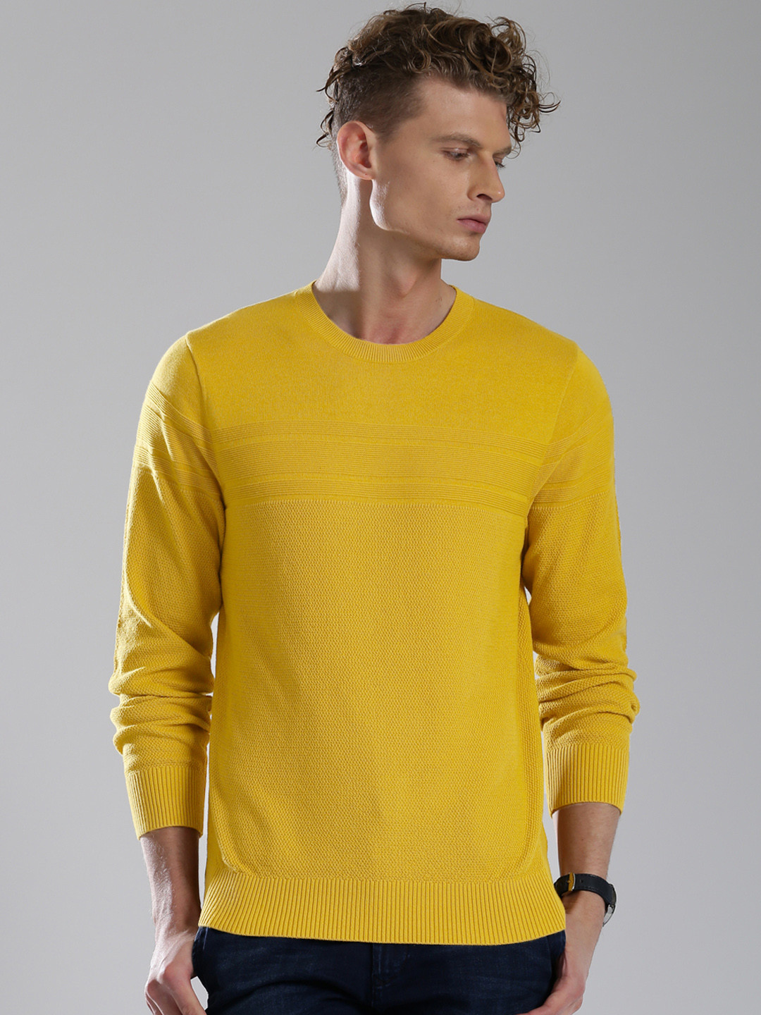 Buy Tommy Hilfiger Men Mustard Yellow Sweater Sweaters for Men