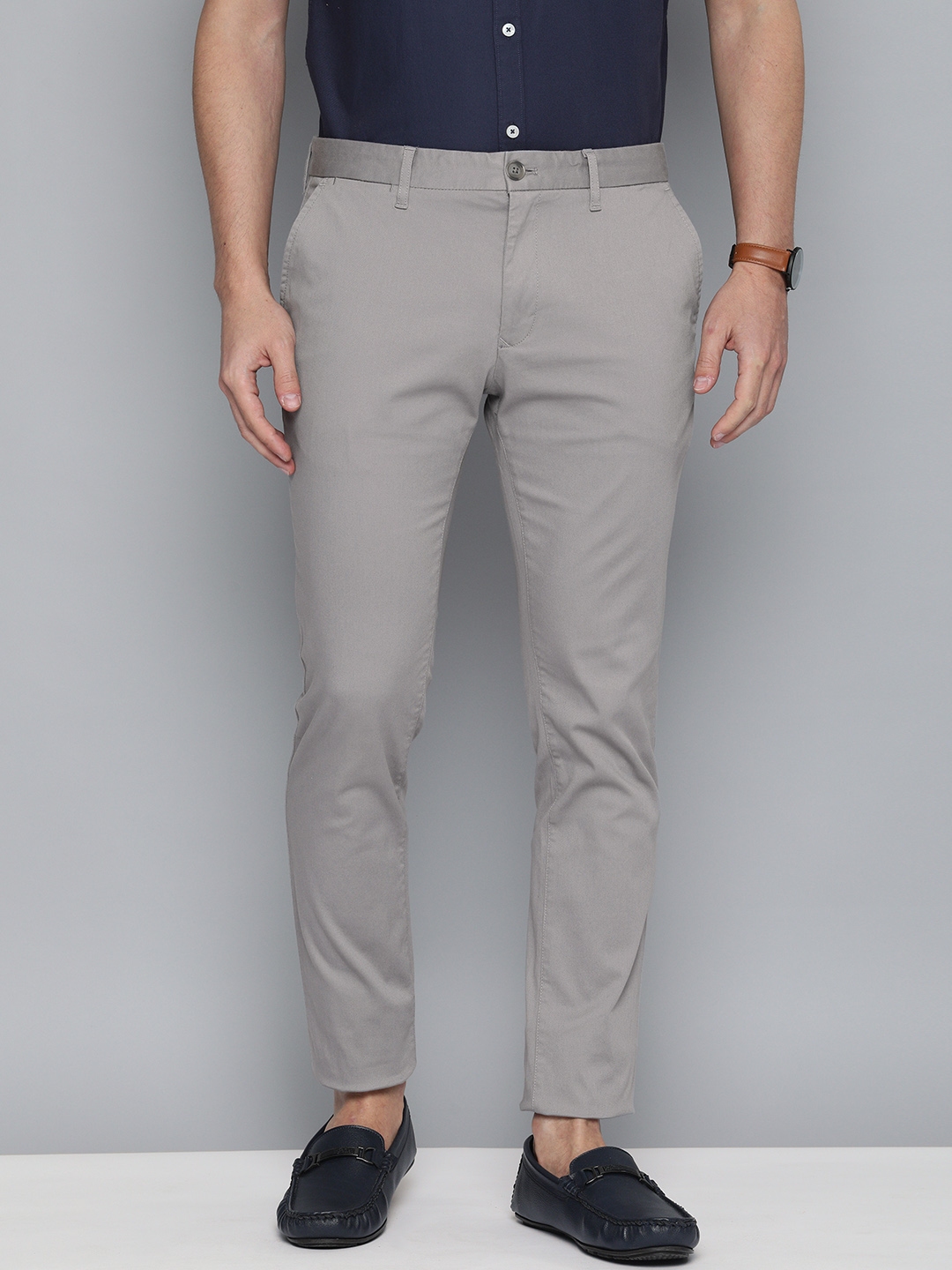 Buy Indian Terrain Men Grey Urban Comfort Fit Trousers - Trousers for ...