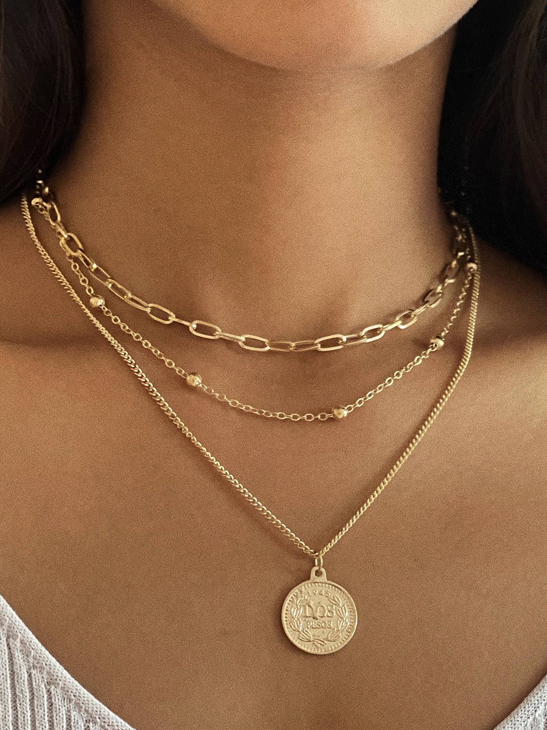 Gold plated necklace on myntra clearance