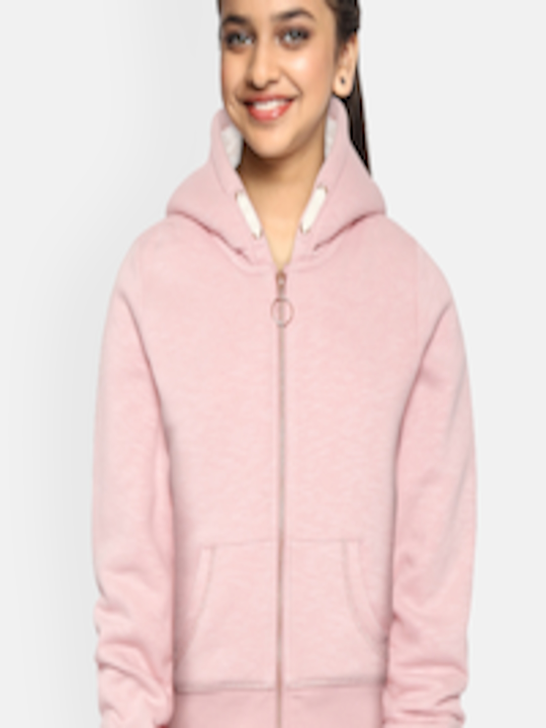 Buy Marks & Spencer Girls Pink Solid Sustainable Hooded Sweatshirt With ...