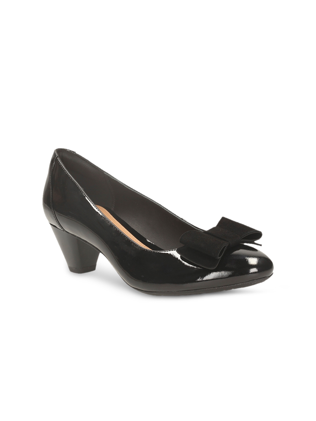 clarks black leather heels