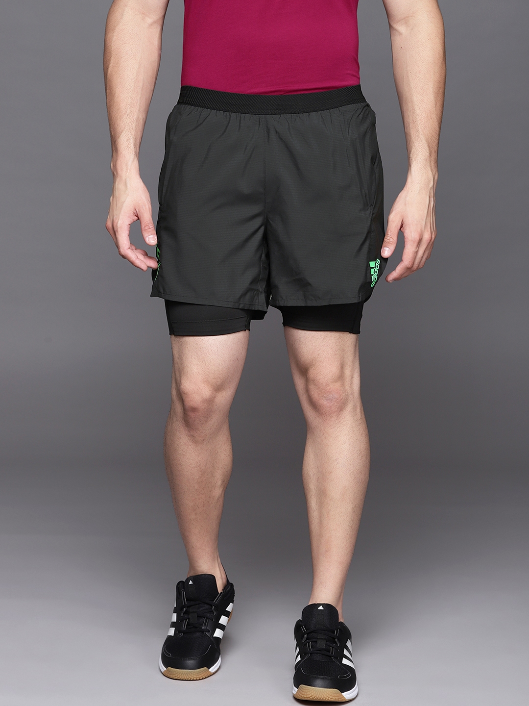 Buy ADIDAS Men Black Solid Adizero 2 In 1 Running Sustainable Shorts ...