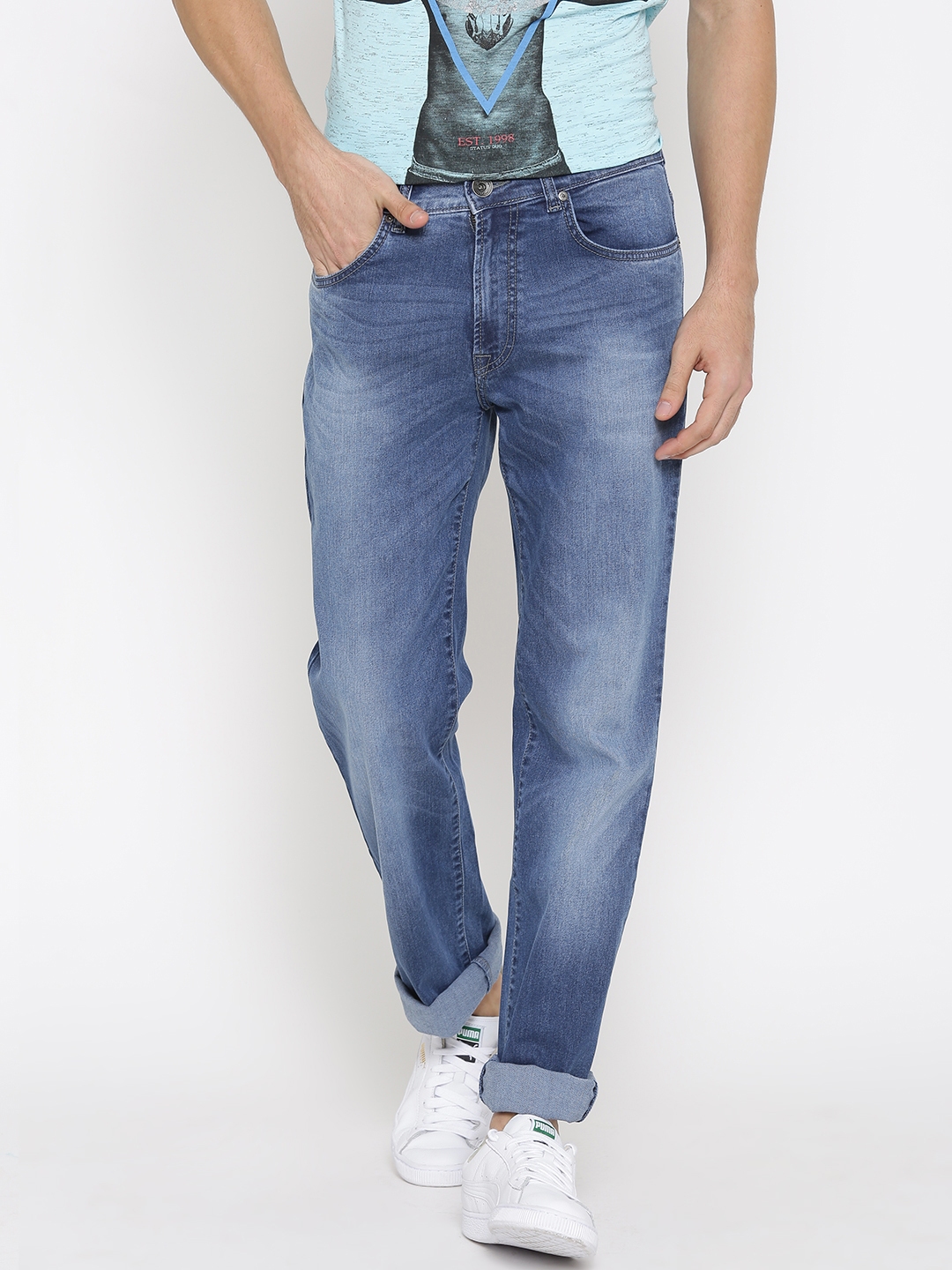 Buy Pepe Jeans Men Blue Holborne Regular Fit Low Rise Stretchable Jeans ...