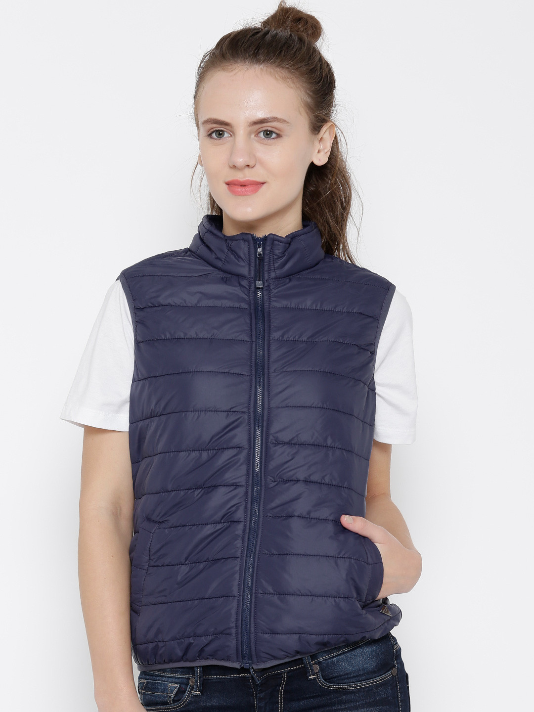 Buy Numero Uno Navy Sleeveless Jacket Jackets for Women 1476483 Myntra