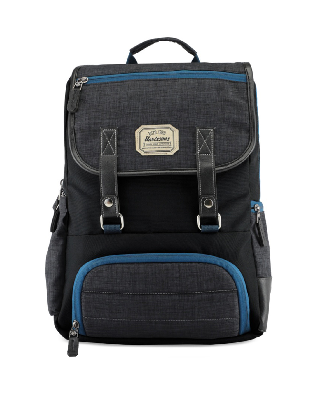 Buy Harissons Unisex Grey & Blue 14 Inch Laptop Backpack With Hip Strap