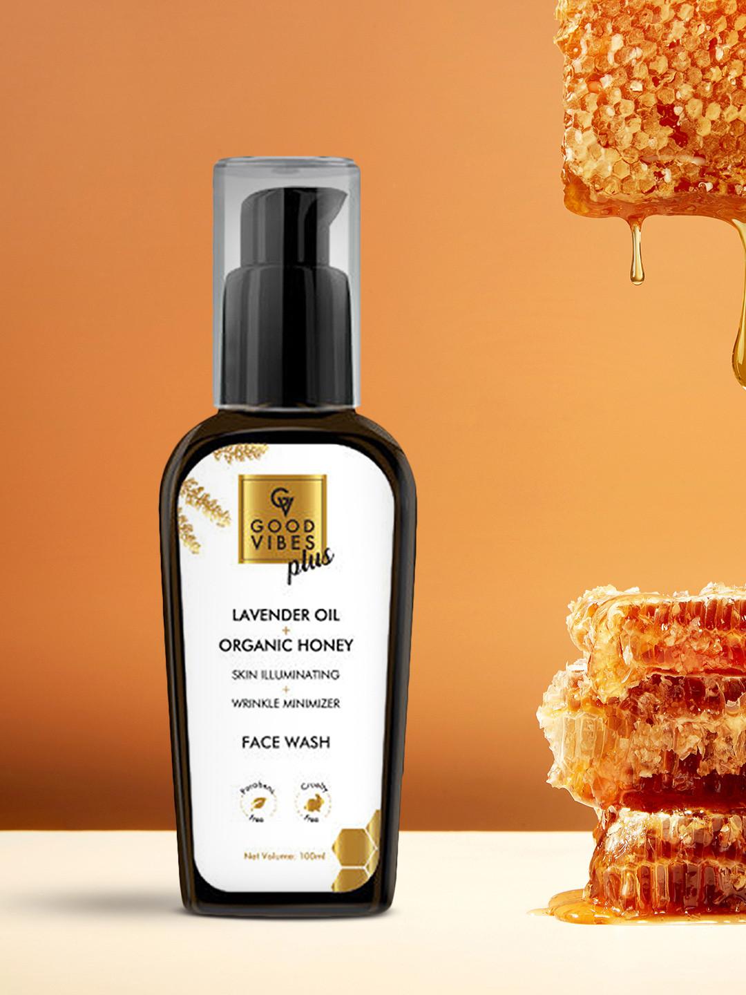 Buy Good Vibes Plus Lavender Oil & Organic Honey Skin Illuminating Wrinkle Face Wash 100 Ml