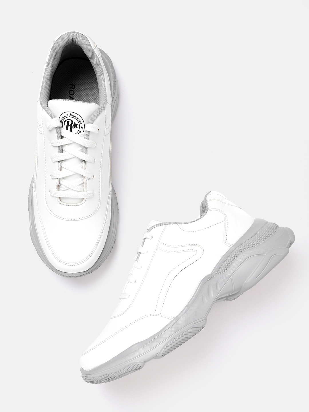 roadster men white solid sneakers