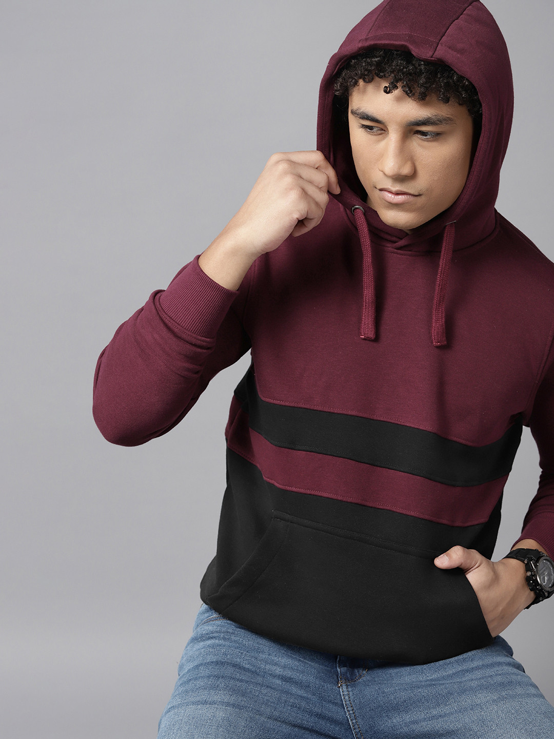 Burgundy Patch Hooded Sweatshirt 10000
