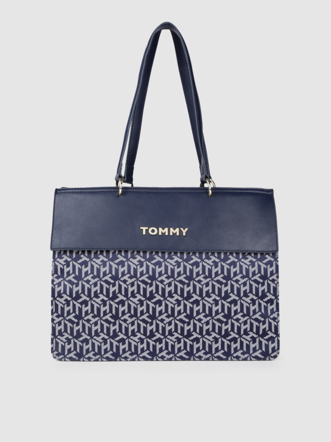Buy Tommy Hilfiger Navy Blue & White Printed Shoulder Bag Handbags