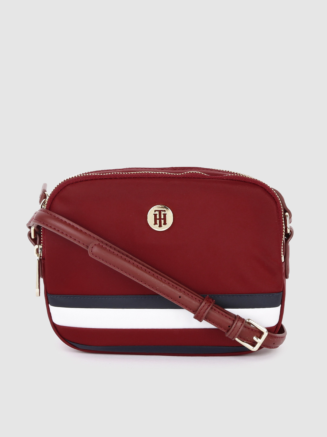 Buy Tommy Hilfiger Red Structured Sling Bag Handbags for Women