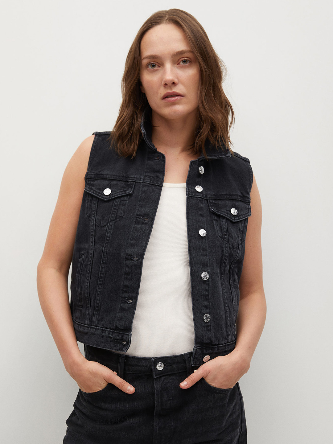 Buy MANGO Women Black Pure Cotton Denim Jacket Jackets for Women