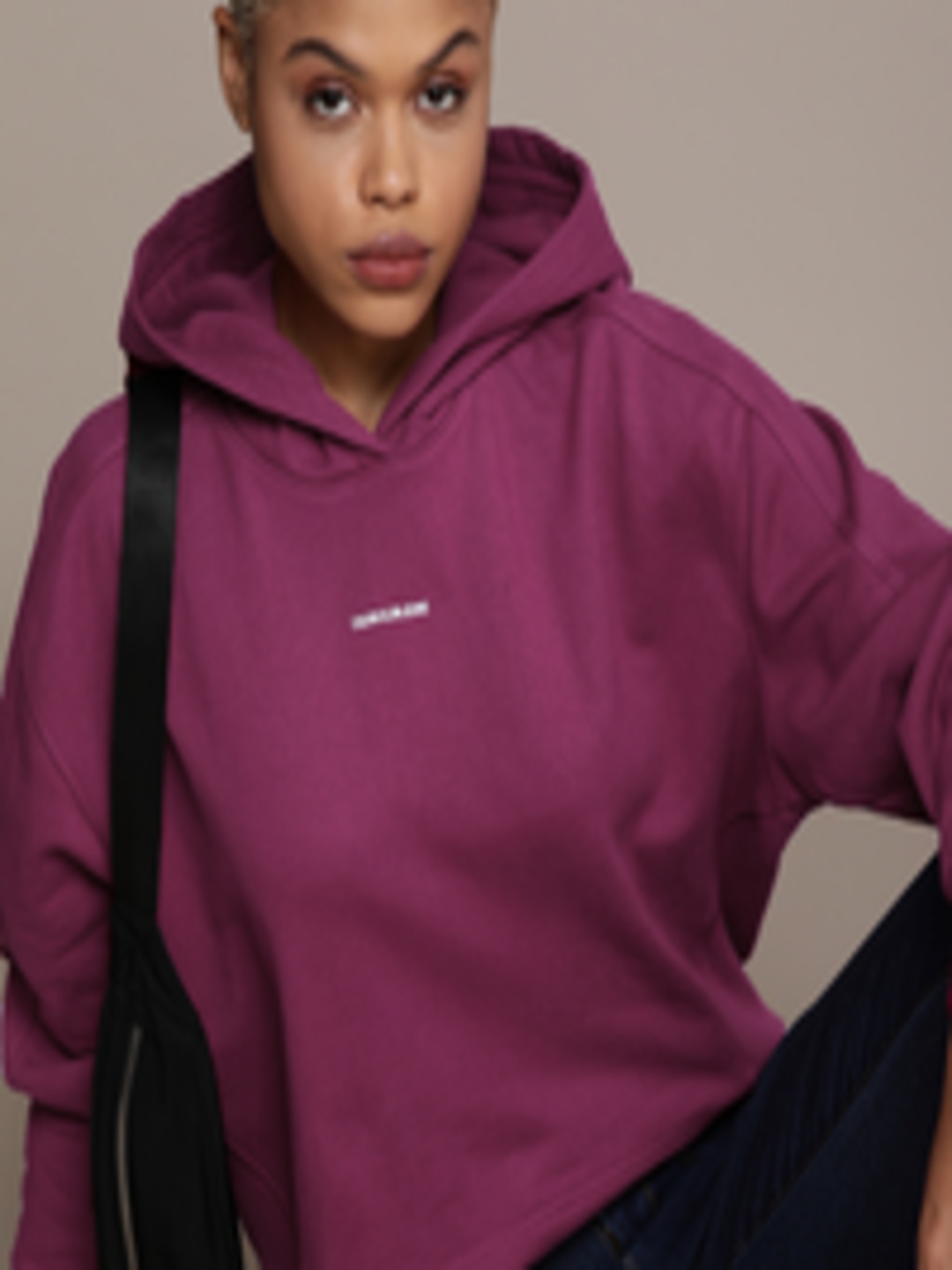 Buy Calvin Klein Jeans Women Purple Hooded Sweatshirt With Brand Logo
