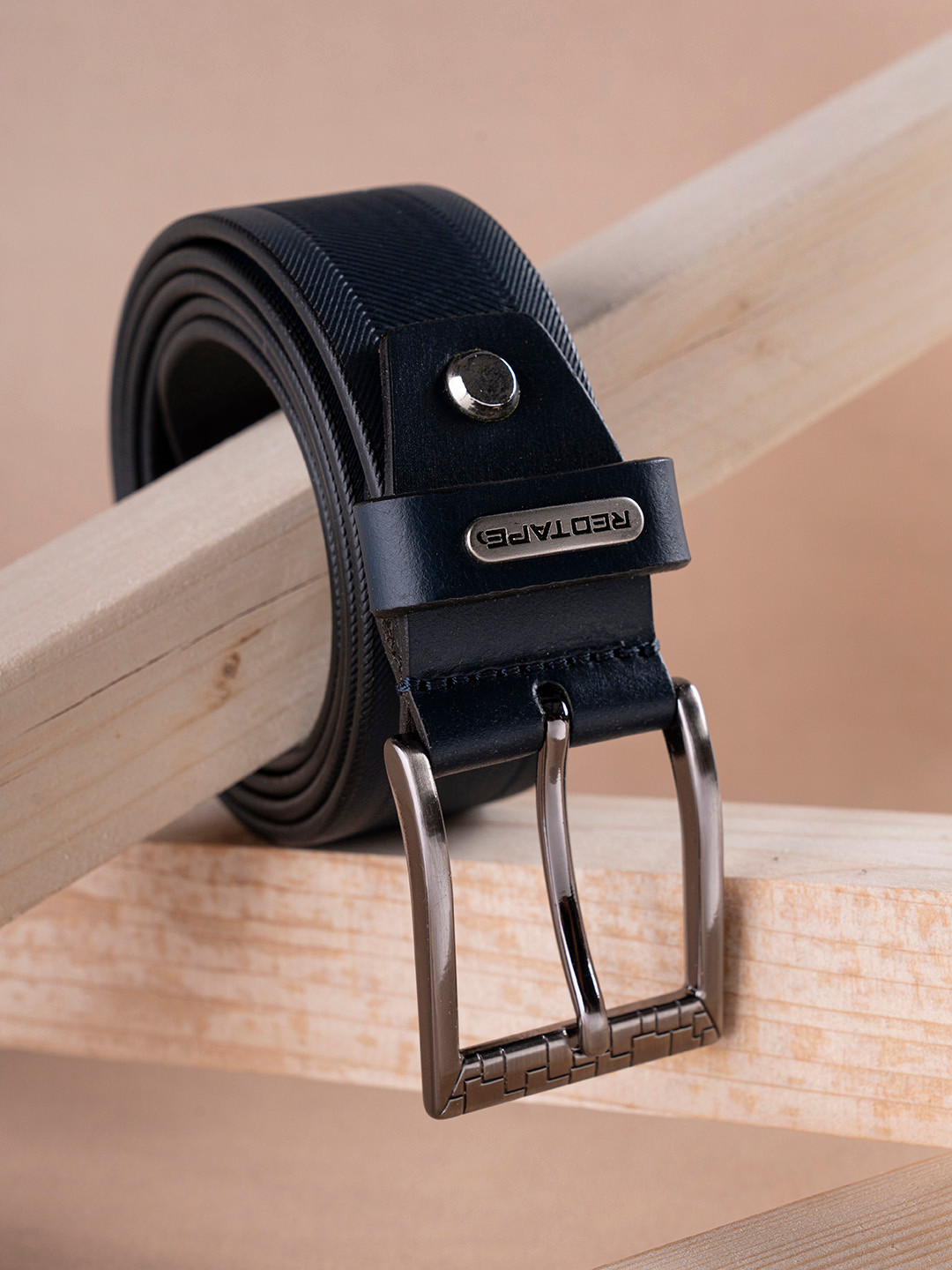 Buy Red Tape Men Navy Blue Textured Leather Belt Belts for Men
