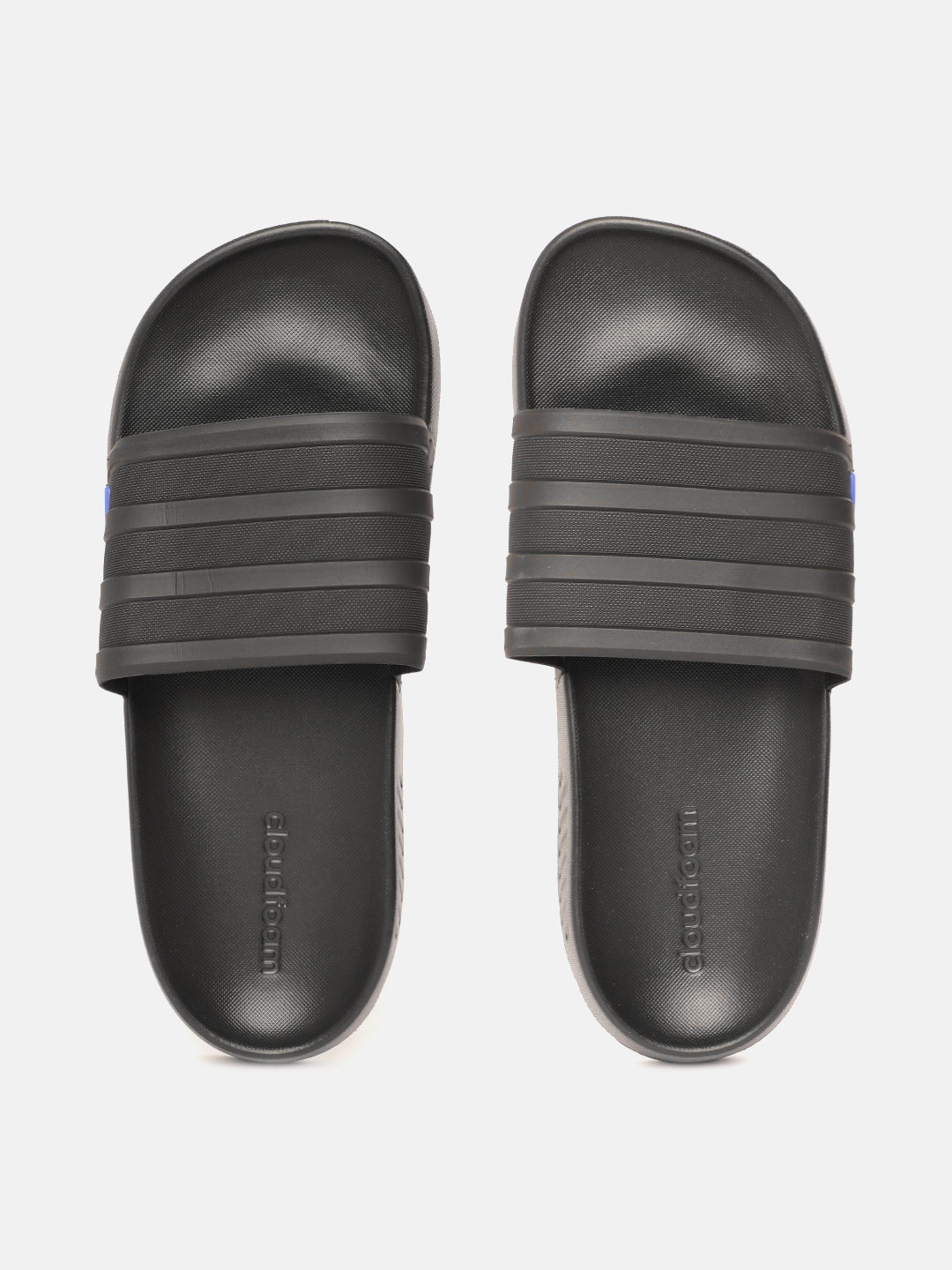 Buy ADIDAS Unisex Black Striped Iconic Runner Sliders - Flip Flops for ...