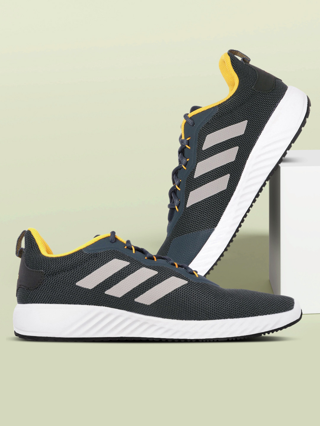 Buy ADIDAS Men Grey & Navy Blue Woven Design Quickflow Running Shoes