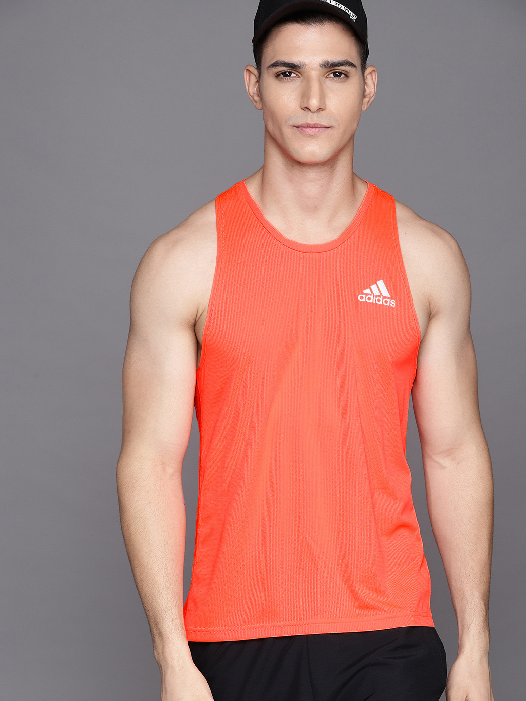 Buy ADIDAS Men Orange Solid Own The Run Singlet T Shirt Tshirts for