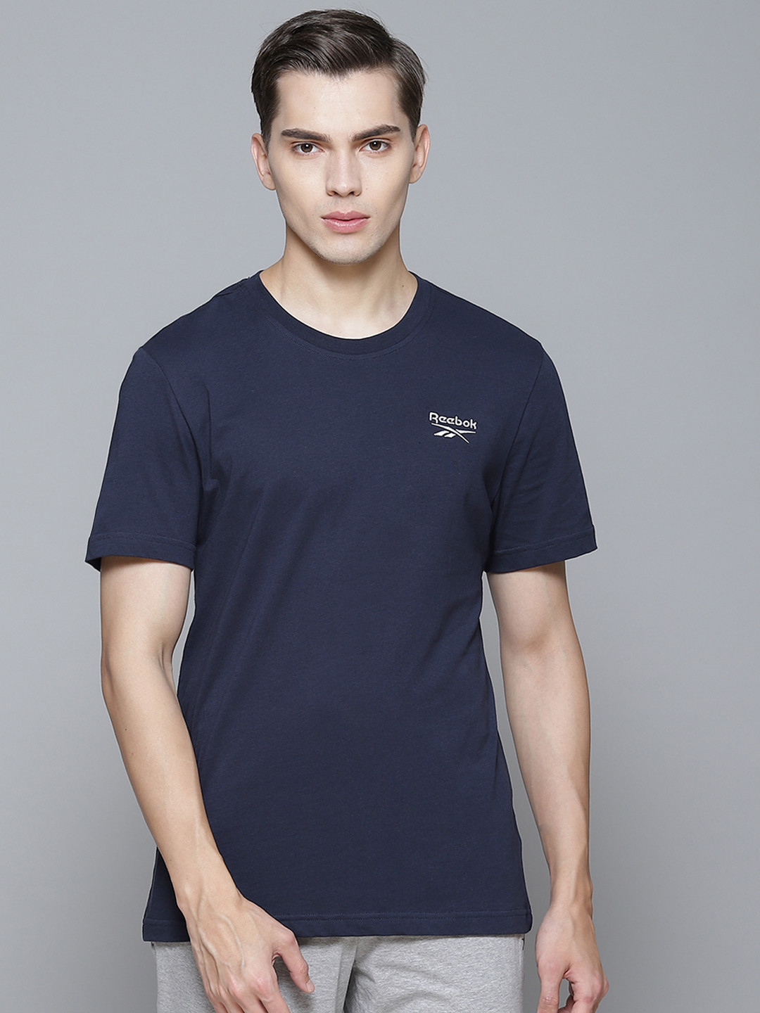 Buy Reebok Men Navy Training Essentials Classic Pure Cotton Solid Pure