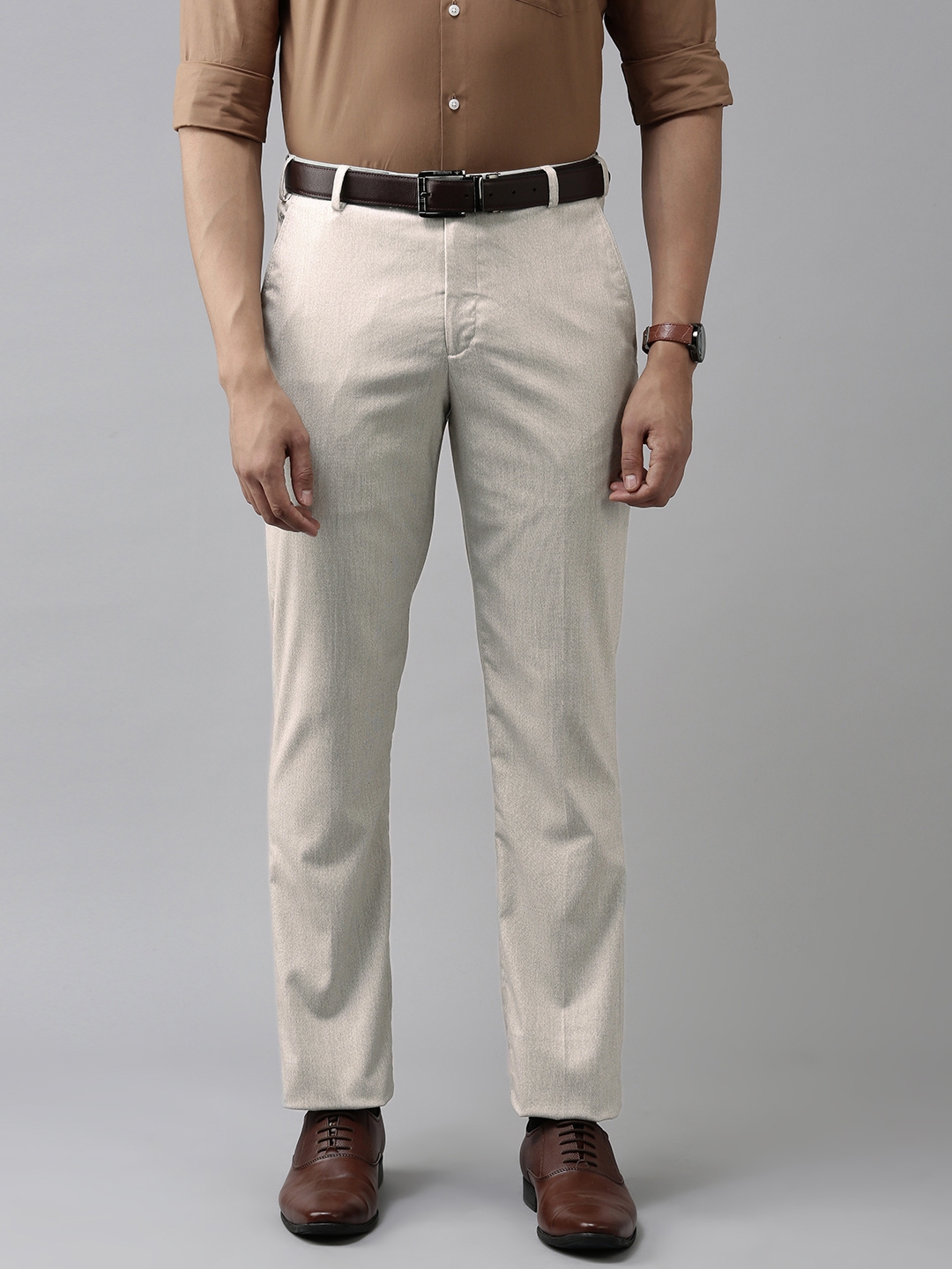 Buy Park Avenue Men Grey Smart Formal Trousers - Trousers for Men ...