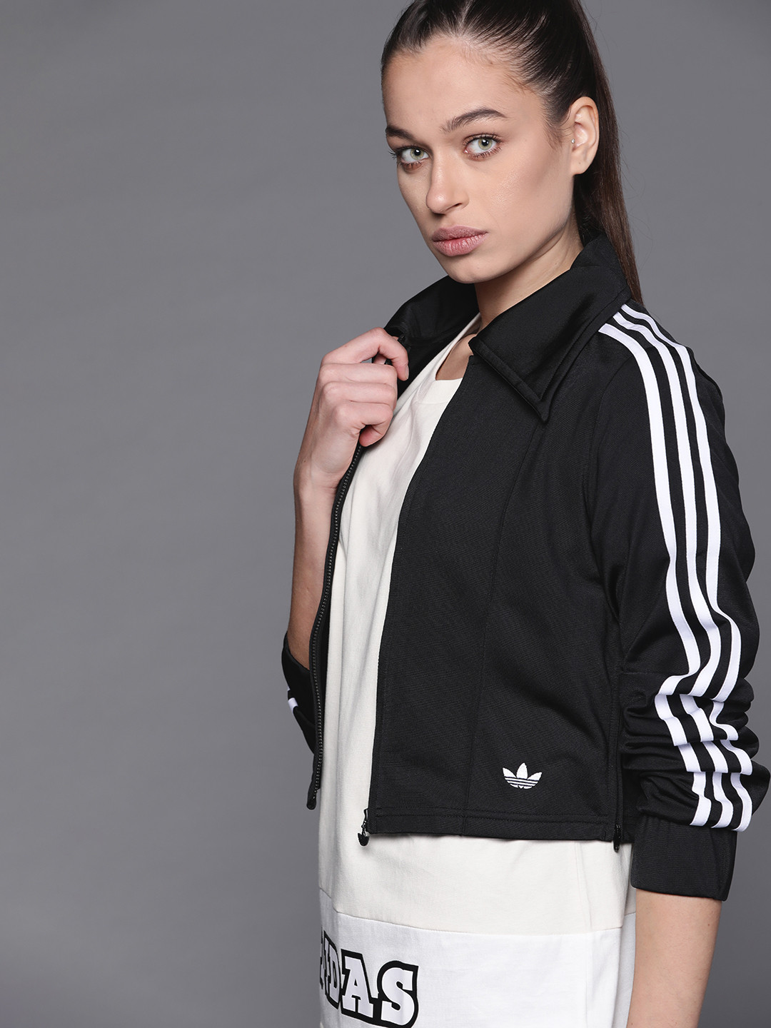 Buy ADIDAS Originals Women Black Solid Track Sustainable Jacket