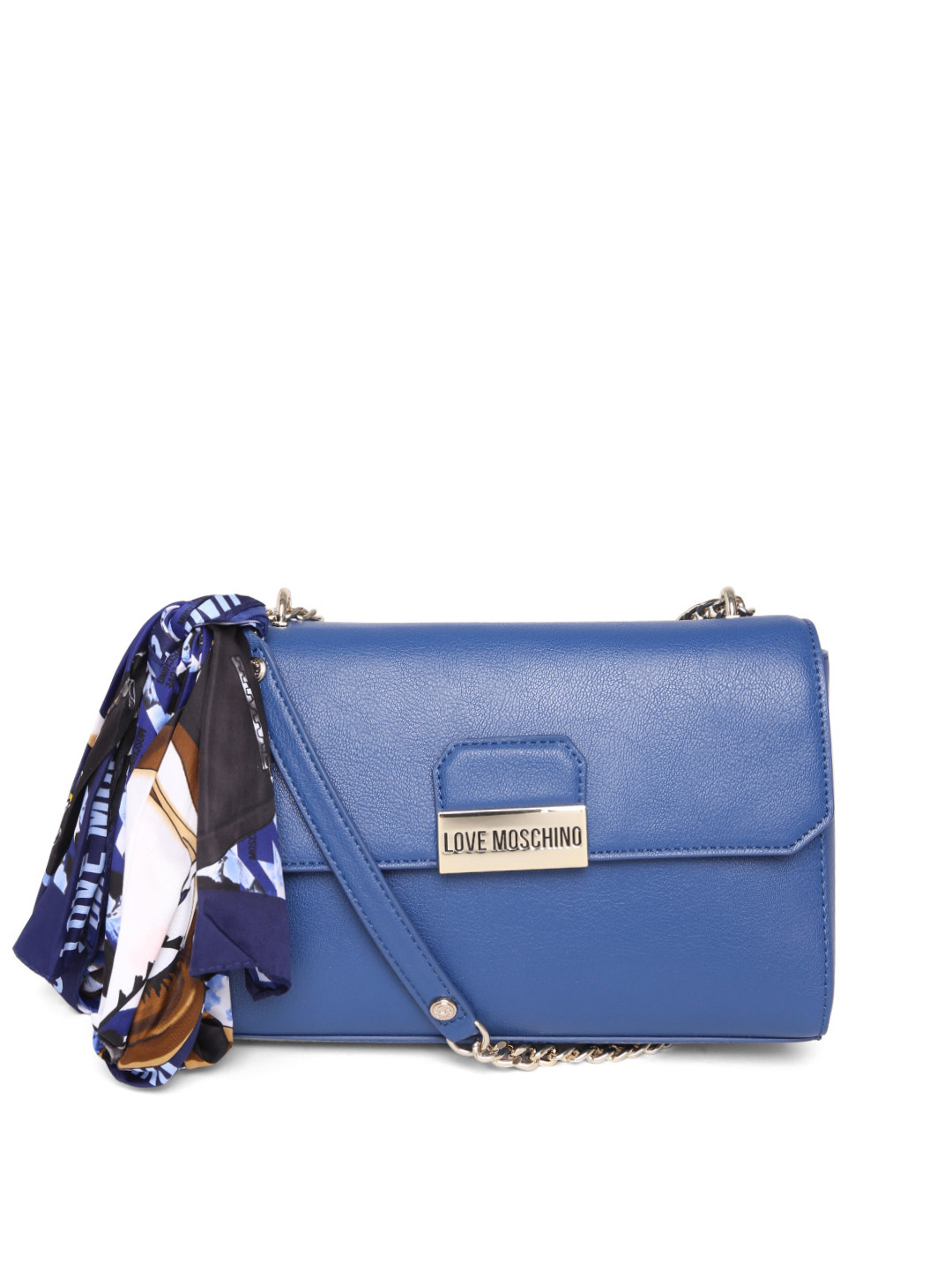 Buy LOVE MOSCHINO Blue Handmade Sling Bag With Scarf Handbags for