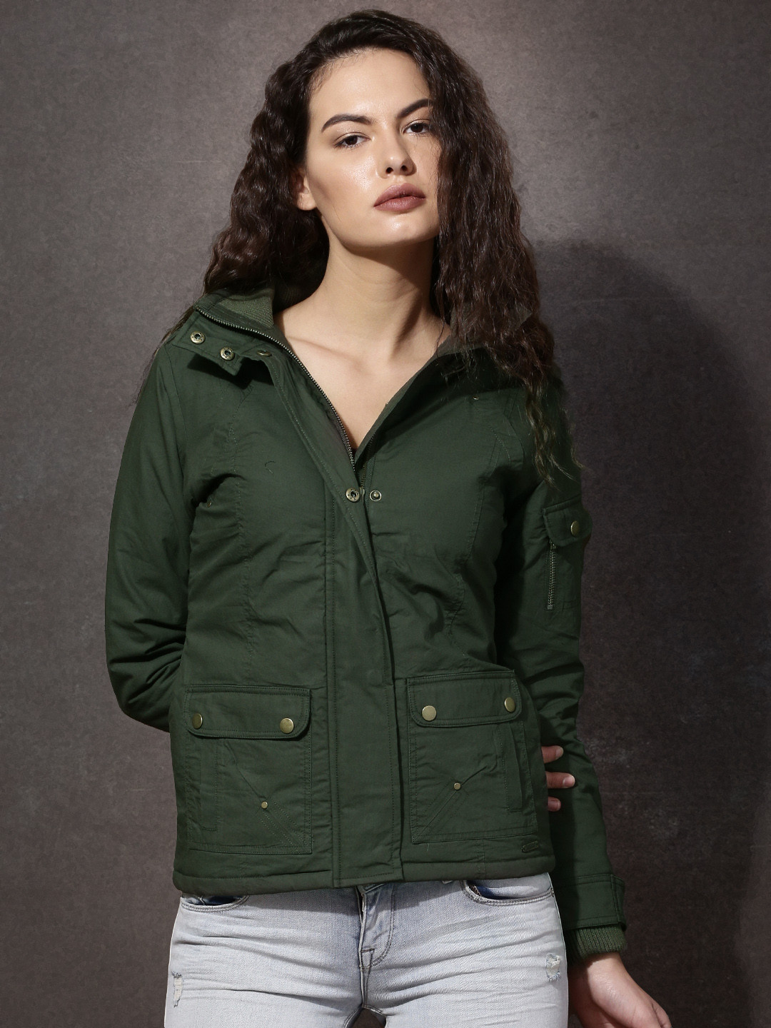 Buy Roadster Olive Green Jacket Jackets for Women 1480309 Myntra