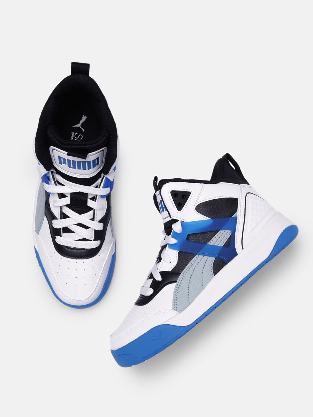 Buy Puma Boys White Colourblocked Backcourt Mid Basketball Shoes ...