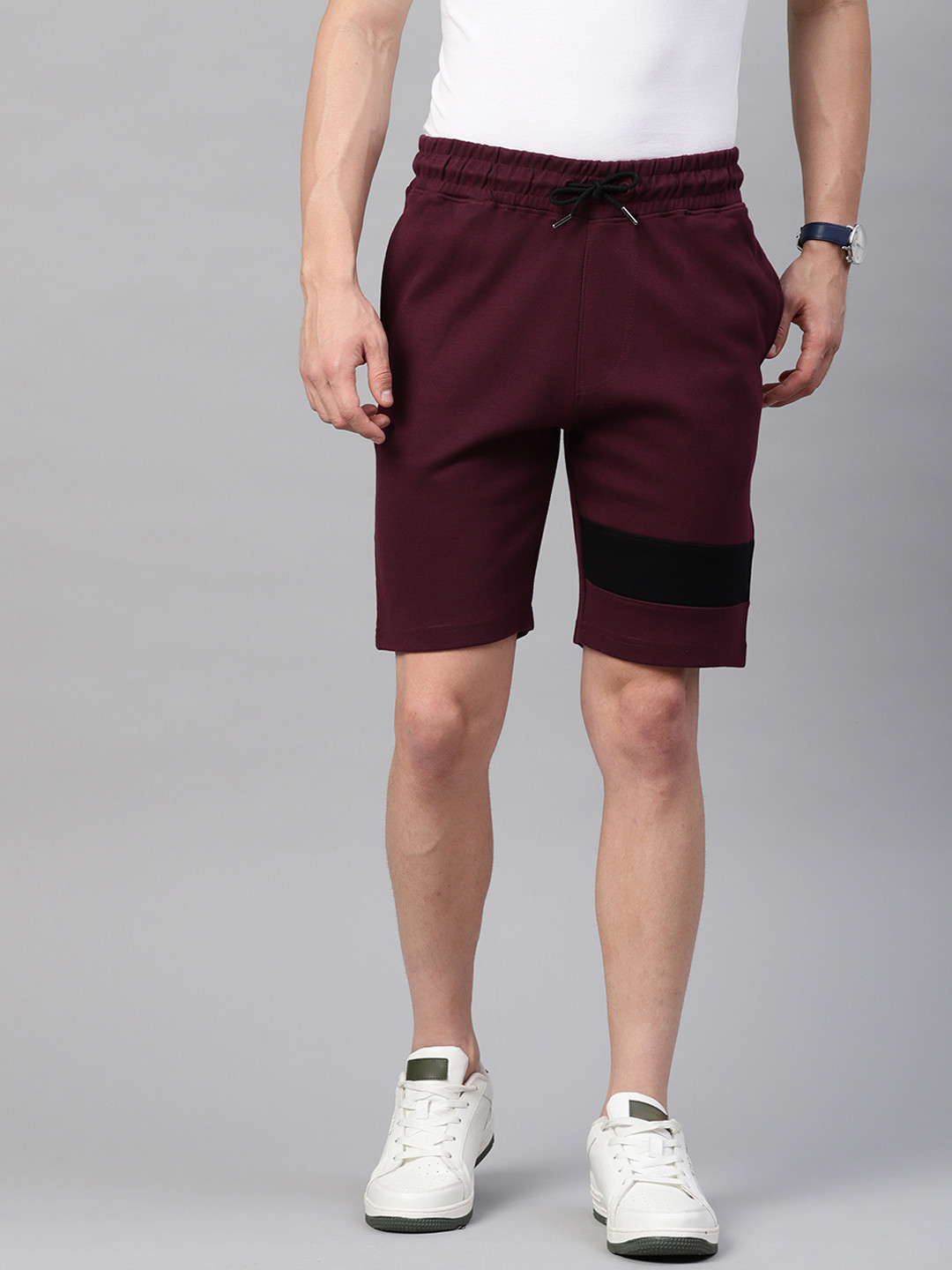 Buy ManQ CASUAL Men Maroon Slim Fit Cotton Training Shorts Shorts for